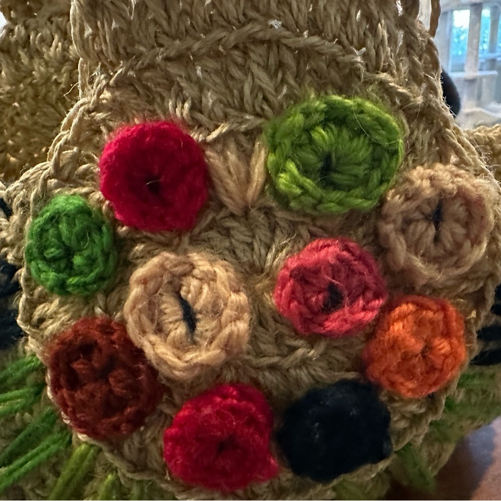 Artisan Crochet Straw Bag with Crochet Detail-Packable - Picture 4 of 7